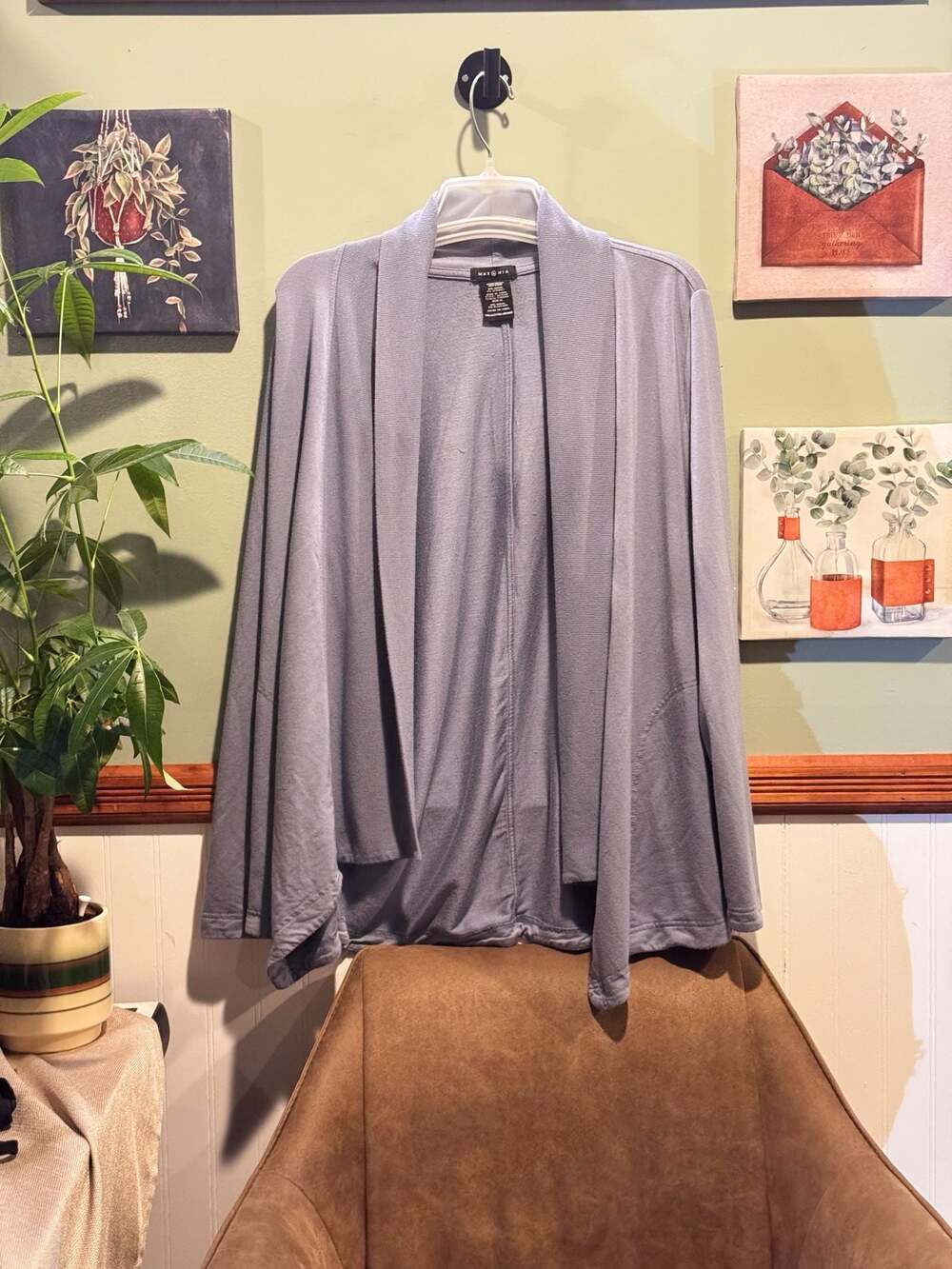 Max & Mia Women's Open Front Modal Blend Cardigan Gray Size XL